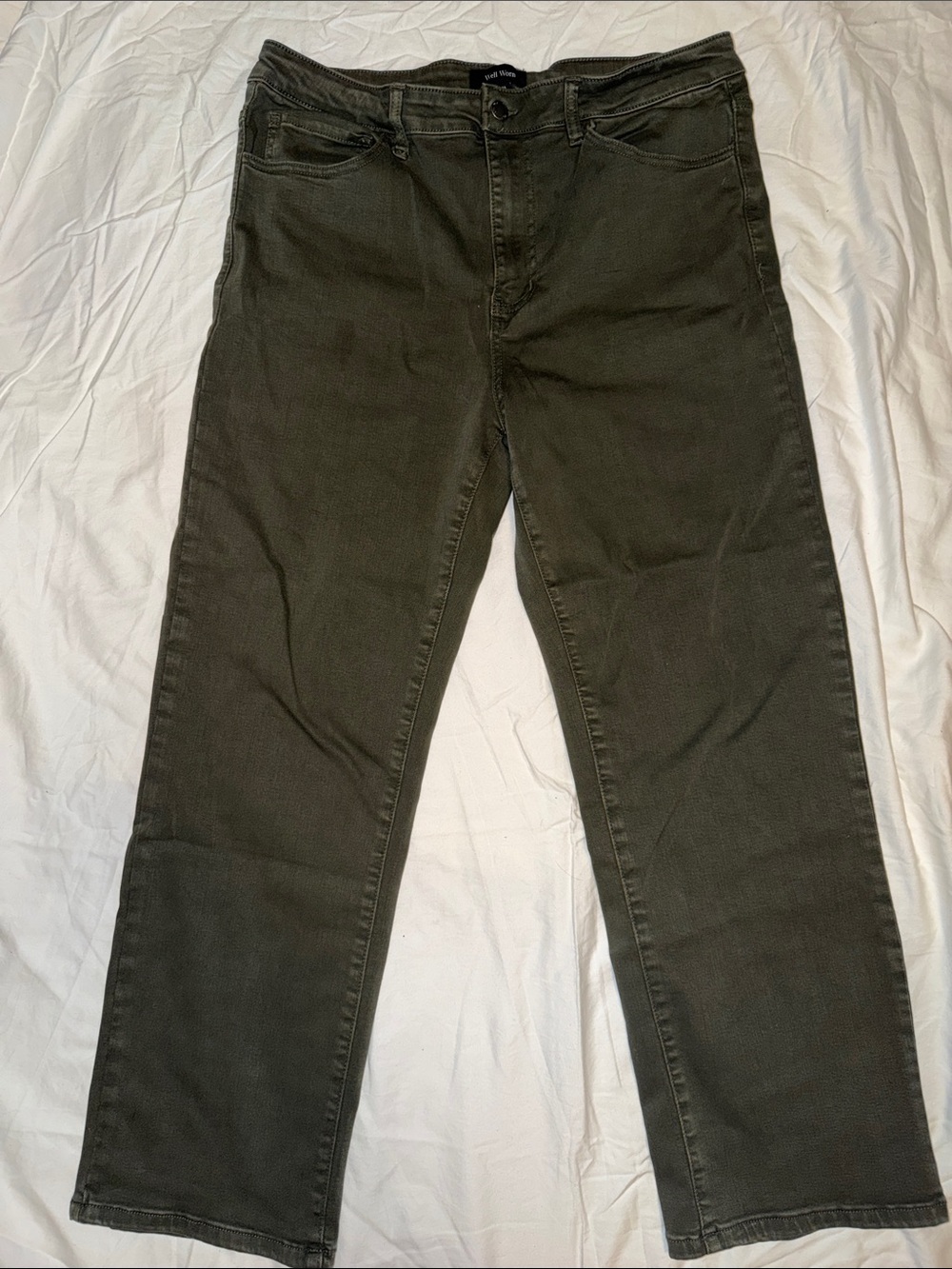 Well Worn Olive Green Straight-Leg Jeans